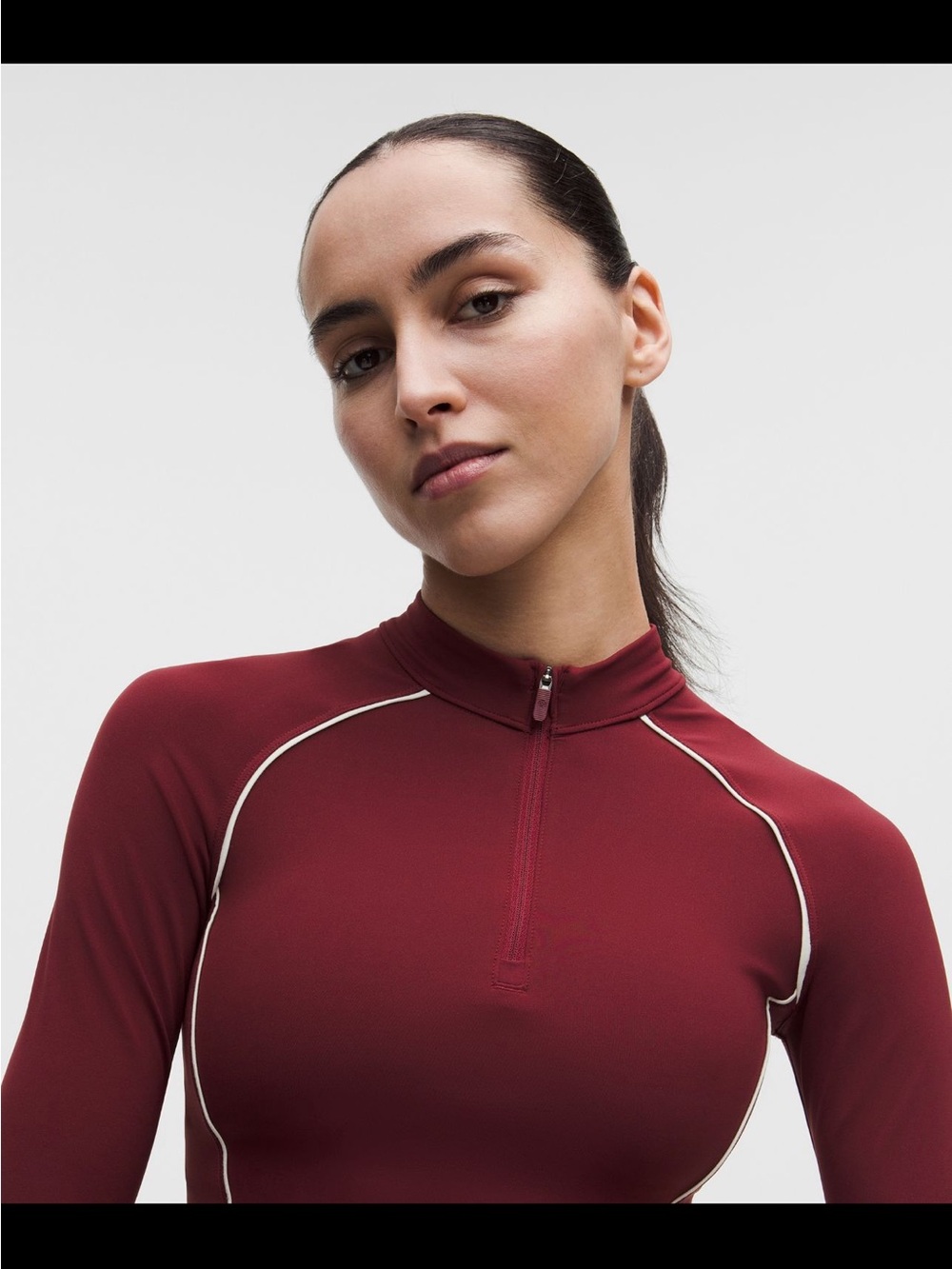 lululemon🍋 Wunder Train 1/2 Zip Cropped Long Sleeve Size 12 NWT Burgandy Bay - Picture 2 of 10